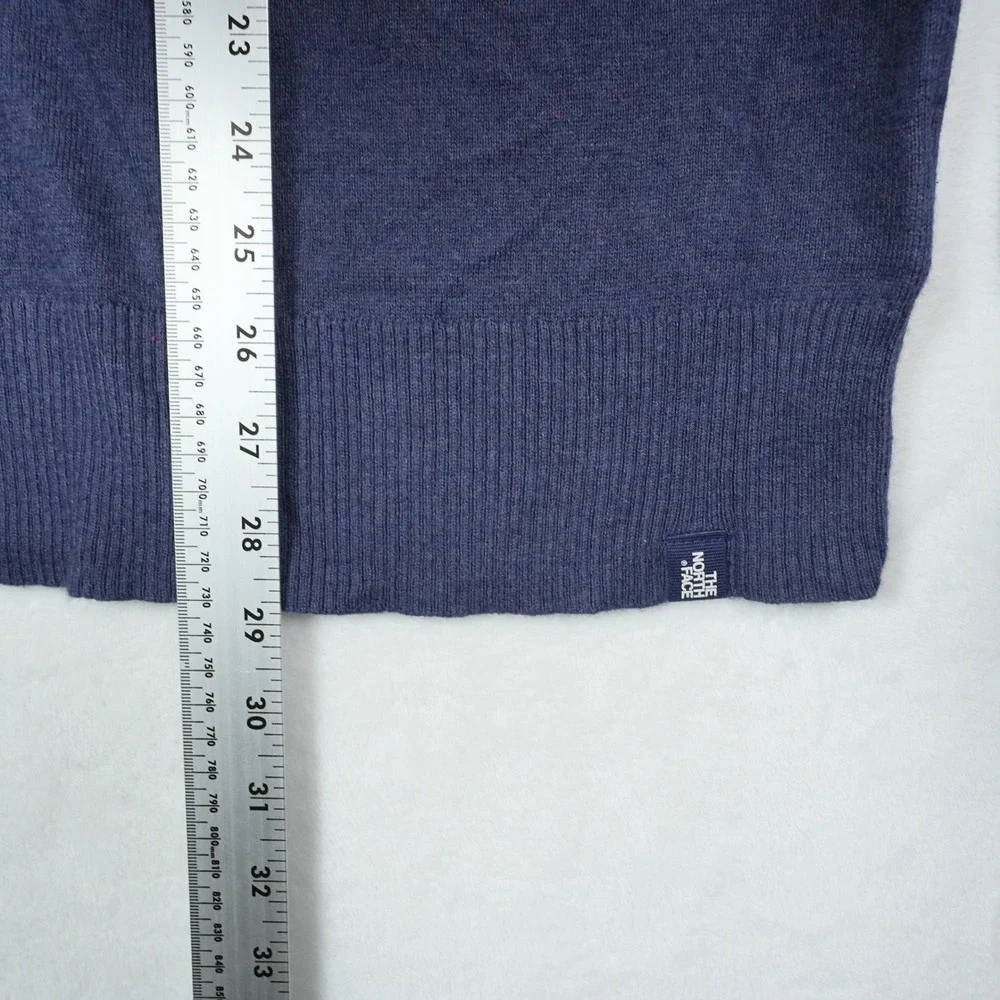 The North Face Mens XL V-Neck Sweater Navy Blue Wool Blend Pullover TCJ4+TMJ4